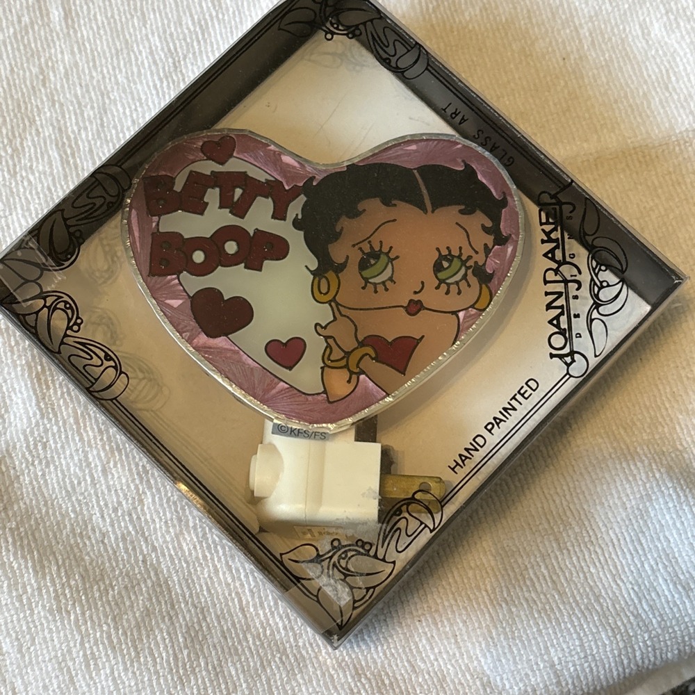 Betty Boop Vintage Joan Baker Designs Stained Glass Heart Plug In Night Light